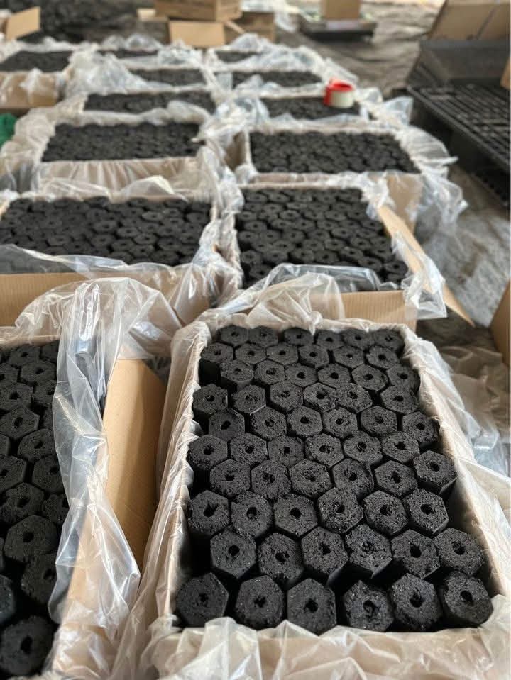 Coconut Shell Charcoal Briquettes Hexagonal